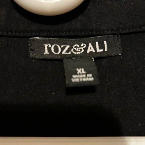 Roz & Ali Elegant Black Utility Jacket with White Buttons - Picture 2 of 4